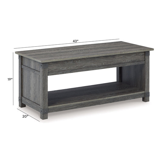Freedan - Rect Lift Top Cocktail Table - Grayish Brown