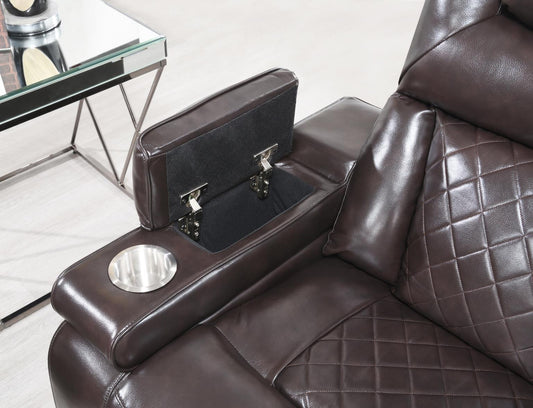 U104 - Power Reclining Sofa - Dark Brown