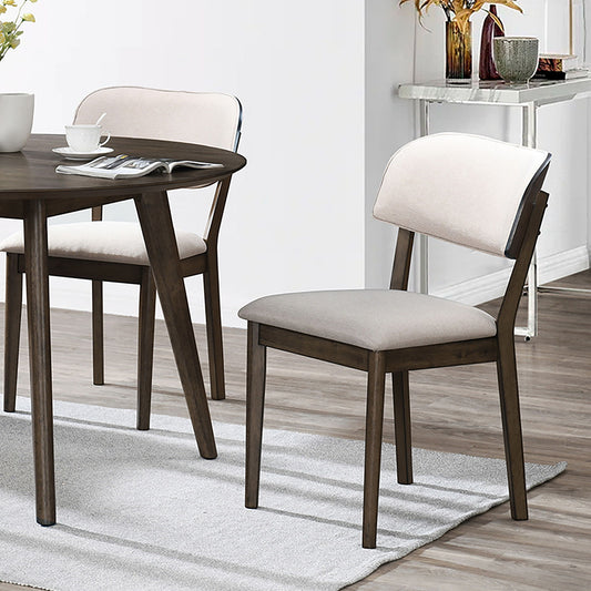 Rex - Open Back Dining Chair (Set of 2) - Walnut Brown / Beige