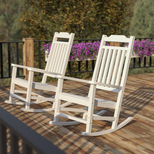 Winston All-Weather Rocking Chair in White Faux Wood, Set of 2