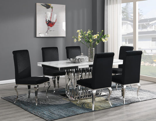 G-081-T-WHITE - Marble Dining Table - White