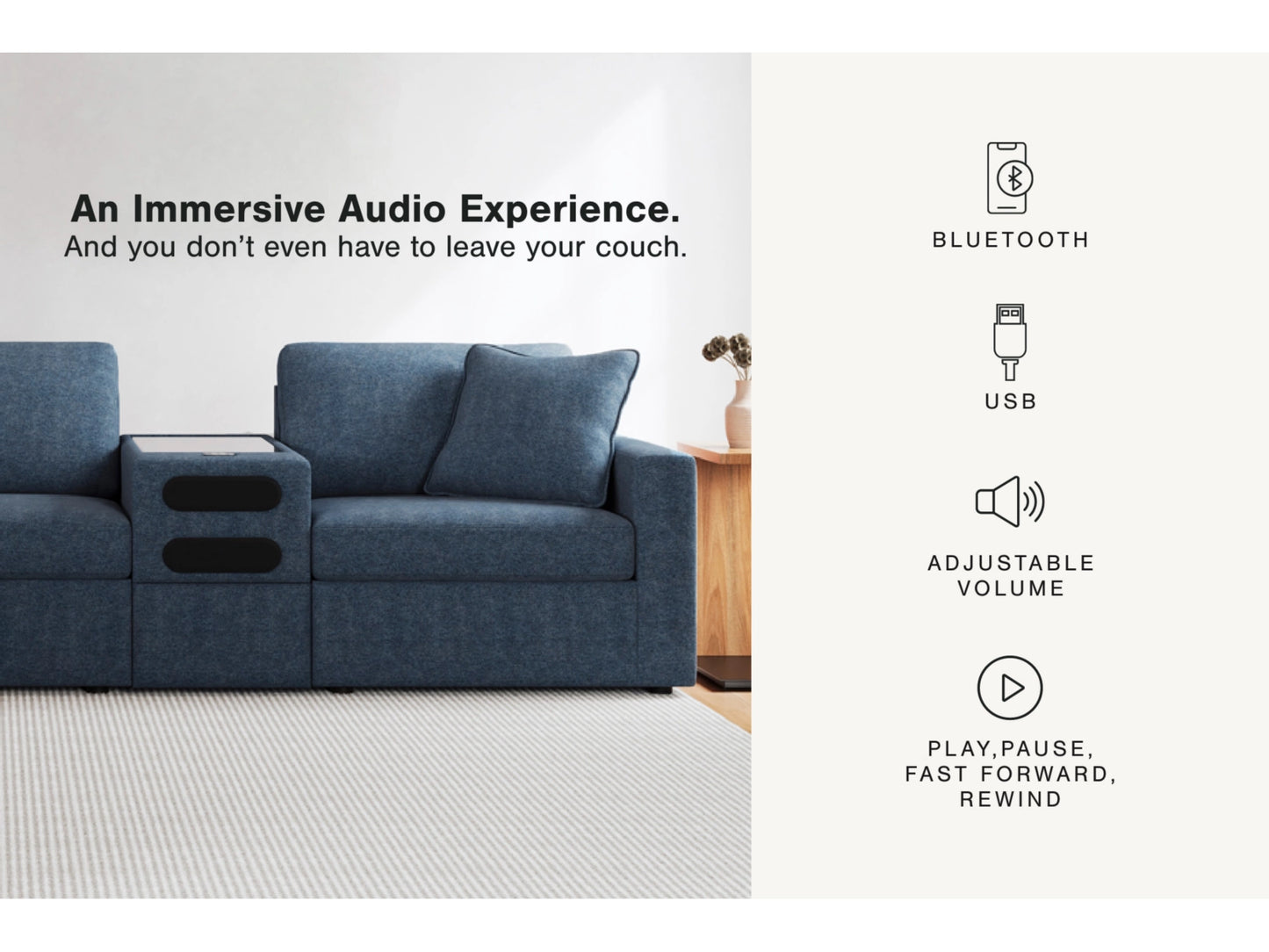 Modmax 6-Piece Modular Next-Gen Nuvella™ Performance Fabric Sectional with Audio Console