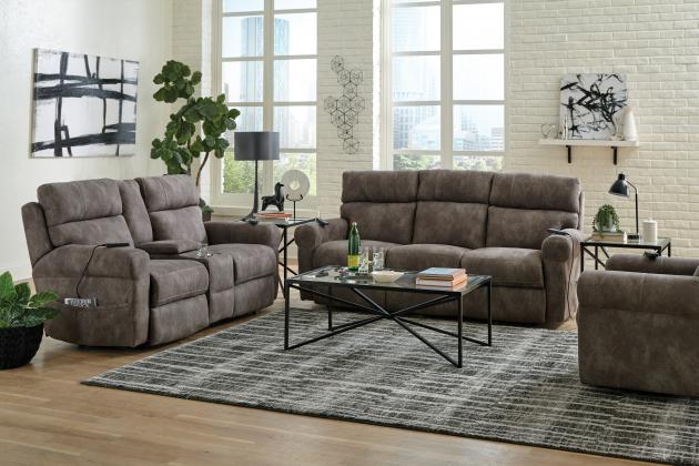 Tranquility Triple Power Lay Flat Reclining Console Loveseat w/CR3 Heat/Massage