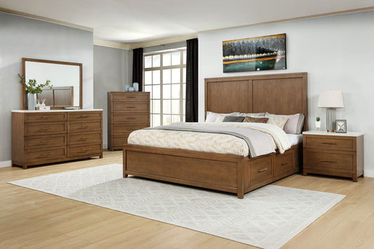 Devonshire - Nightstand With Marble Top And USB Port - Cognac
