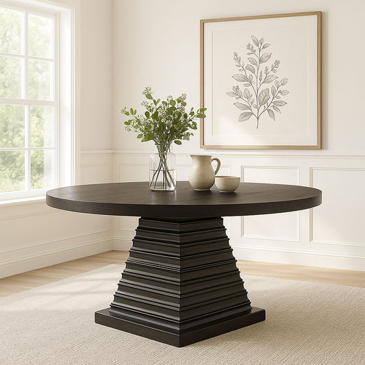 Plateau - 54" Round Dining Table - Top & Base - Rustic Espresso