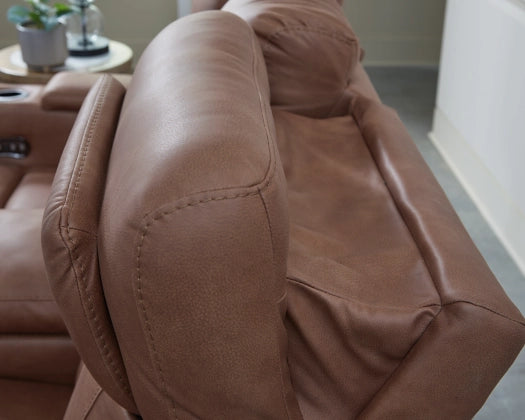 Clean-Slate Dual Power Reclining Loveseat with Console