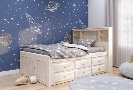 Bookcase Captains Bed in Ash