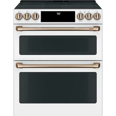 Cafe 30 in. 4 Burner Element Smart Slide-In Electric Range in Matte White with True Convection, Air Fry