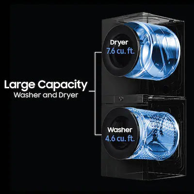 Bespoke 4.6 cu. ft. Large Capacity Single Unit AI Laundry Hub Washer with 7.6 cu. ft. Electric Dryer in Brushed Black