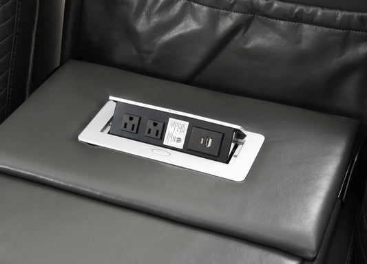 U93 - LED Power Reclining With Power Headrest Chair - Gray