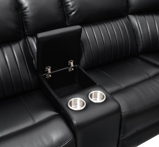 U22 - 3 Piece Power Reclining Sectional With Screen - Black