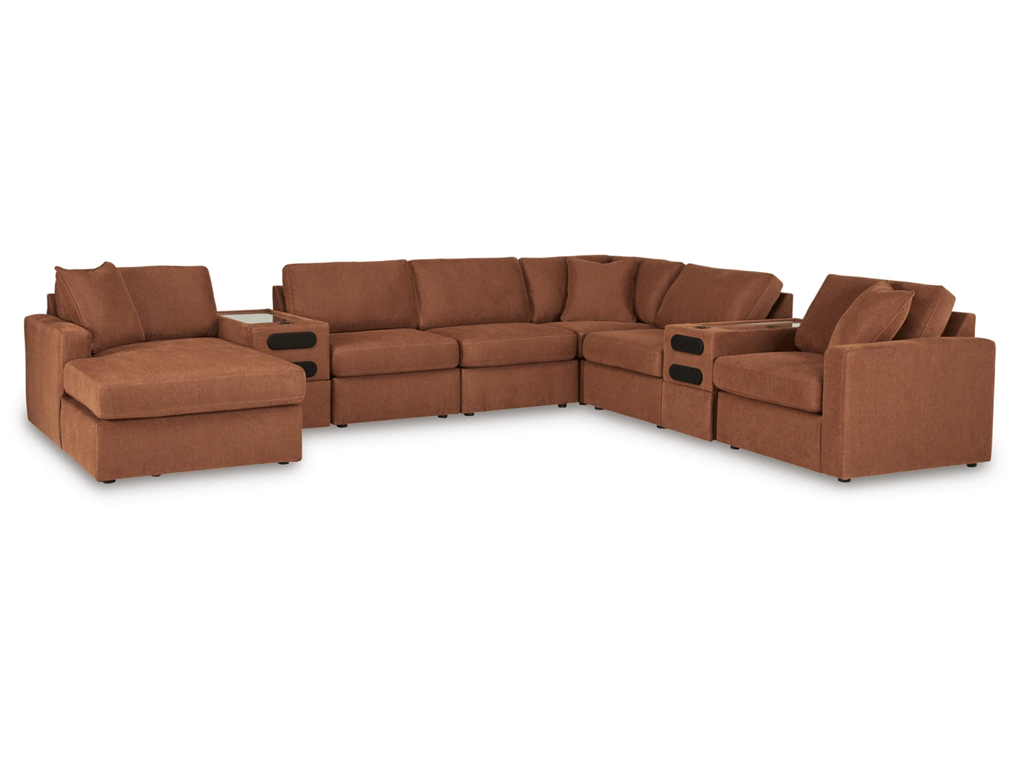 Modmax 8-Piece Modular Next-Gen Nuvella™ Performance Fabric Sectional with Chaise and Audio Consoles