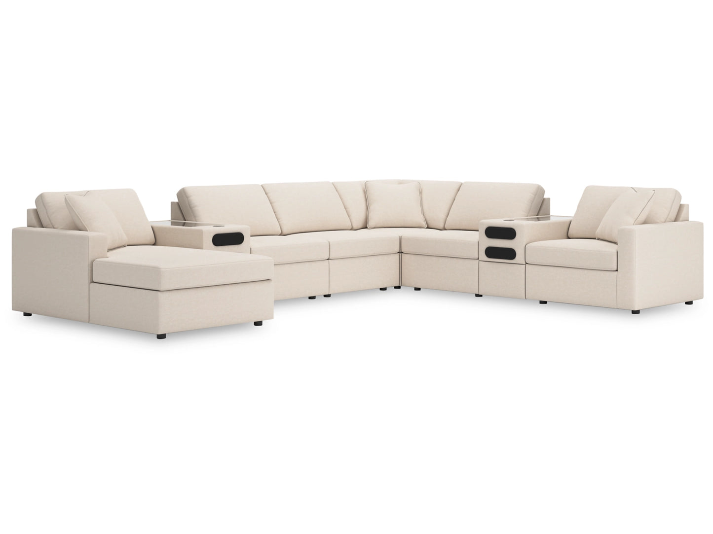 Modmax 8-Piece Modular Next-Gen Nuvella™ Performance Fabric Sectional with Chaise and Audio Consoles