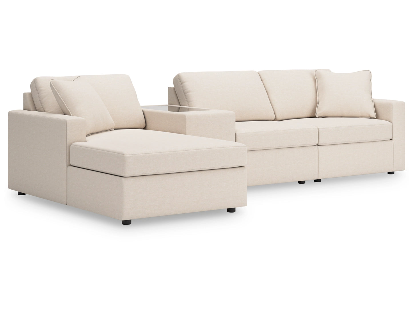 Modmax 4-Piece Modular Next-Gen Nuvella™ Performance Fabric Sectional with Chaise and Storage Console