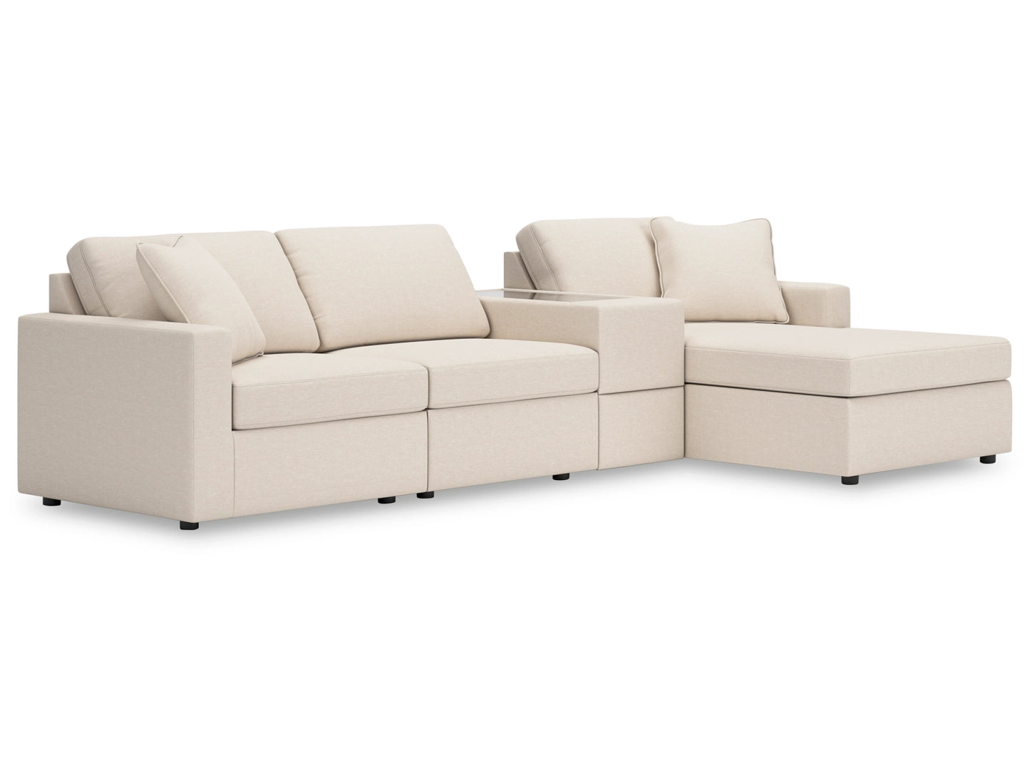 Modmax 4-Piece Modular Next-Gen Nuvella™ Performance Fabric Sectional with Chaise and Storage Console