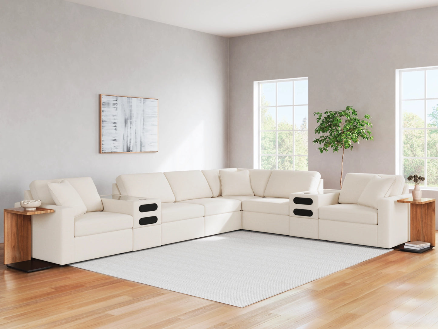 Modmax 8-Piece Modular Next-Gen Nuvella™ Performance Fabric Sectional with Audio Consoles