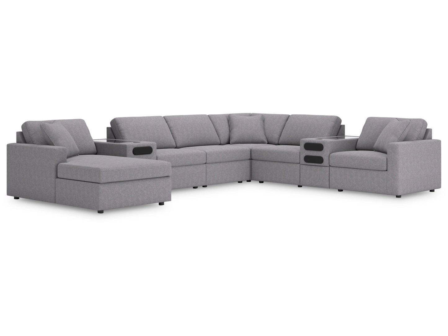 Modmax 8-Piece Modular Next-Gen Nuvella™ Performance Fabric Sectional with Chaise and Audio Consoles
