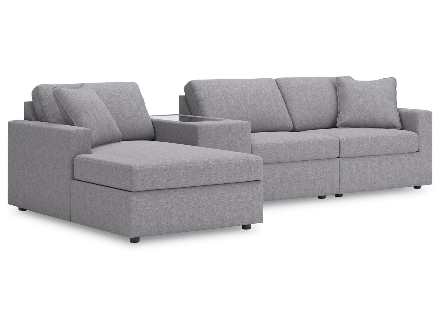Modmax 4-Piece Modular Next-Gen Nuvella™ Performance Fabric Sectional with Chaise and Storage Console