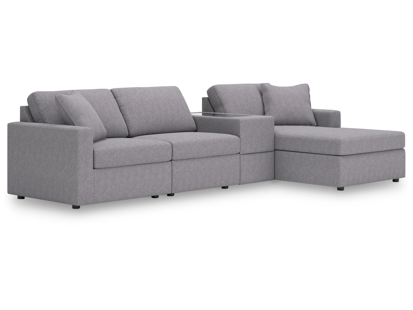 Modmax 4-Piece Modular Next-Gen Nuvella™ Performance Fabric Sectional with Chaise and Storage Console