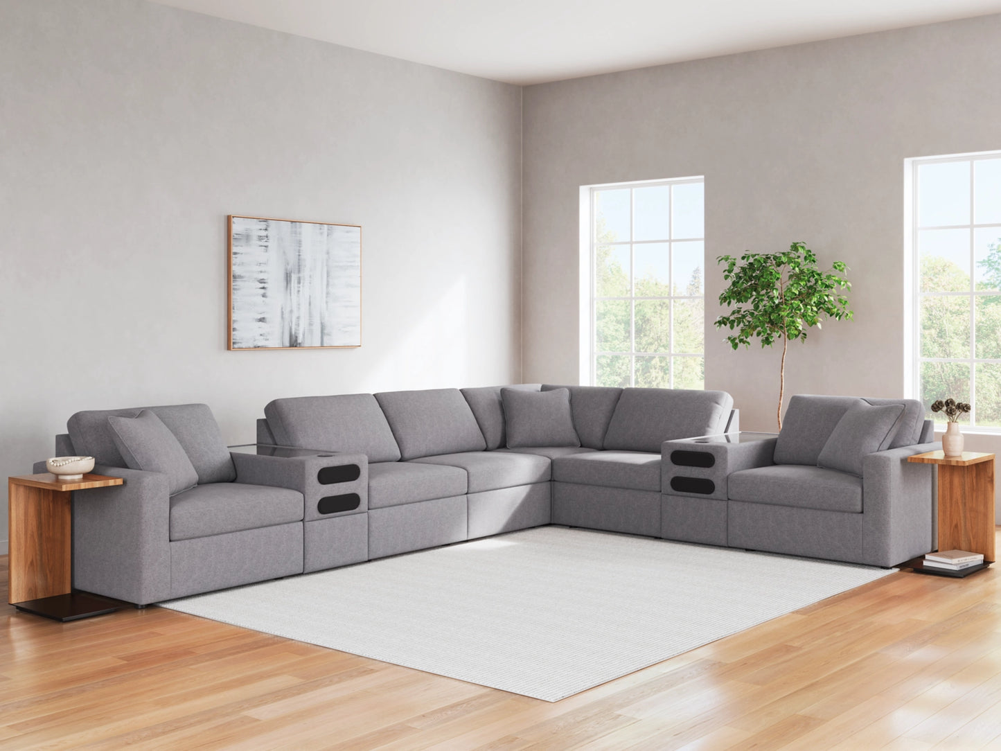 Modmax 8-Piece Modular Next-Gen Nuvella™ Performance Fabric Sectional with Audio Consoles