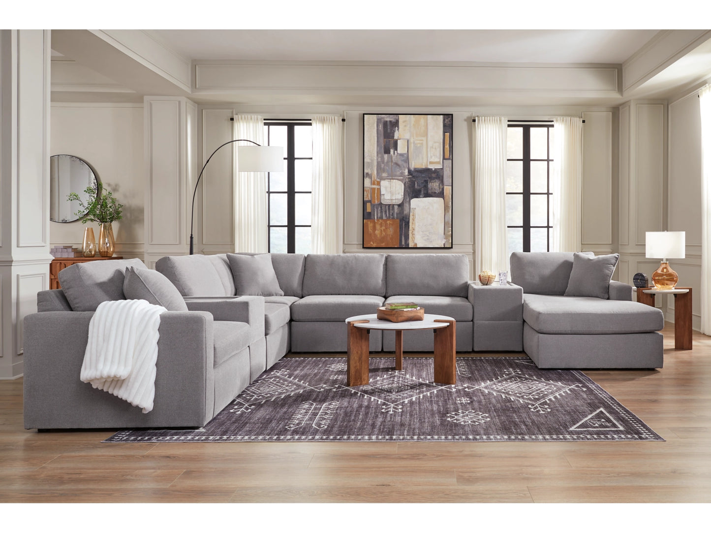 Modmax 8-Piece Modular Next-Gen Nuvella™ Performance Fabric Sectional with Chaise and Storage Consoles
