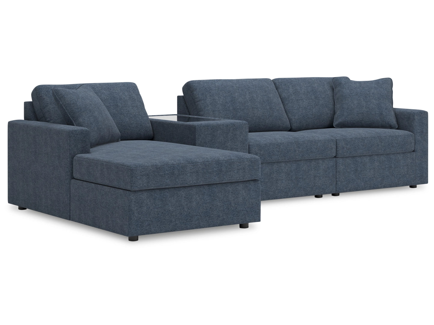 Modmax 4-Piece Modular Next-Gen Nuvella™ Performance Fabric Sectional with Chaise and Storage Console