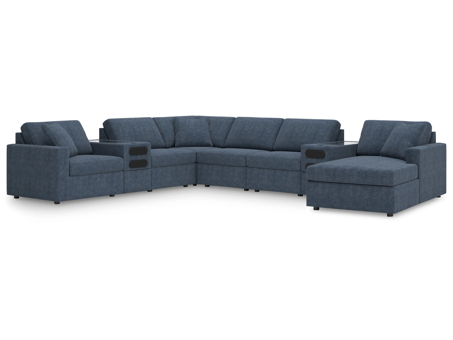 Modmax 8-Piece Modular Next-Gen Nuvella™ Performance Fabric Sectional with Chaise and Audio Consoles