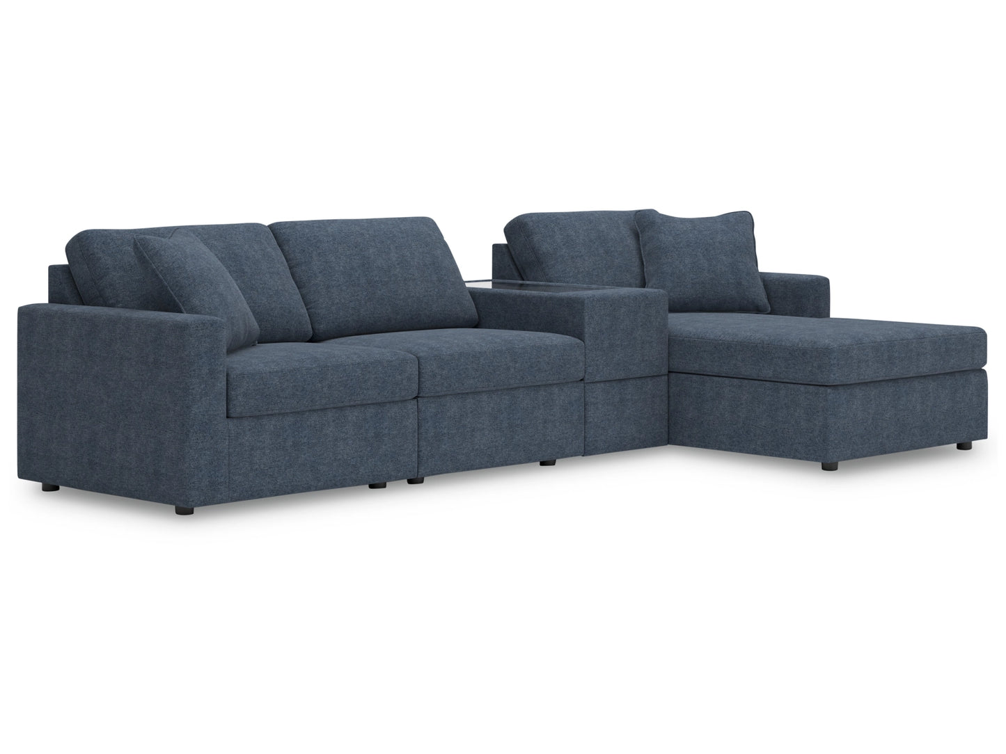 Modmax 4-Piece Modular Next-Gen Nuvella™ Performance Fabric Sectional with Chaise and Storage Console