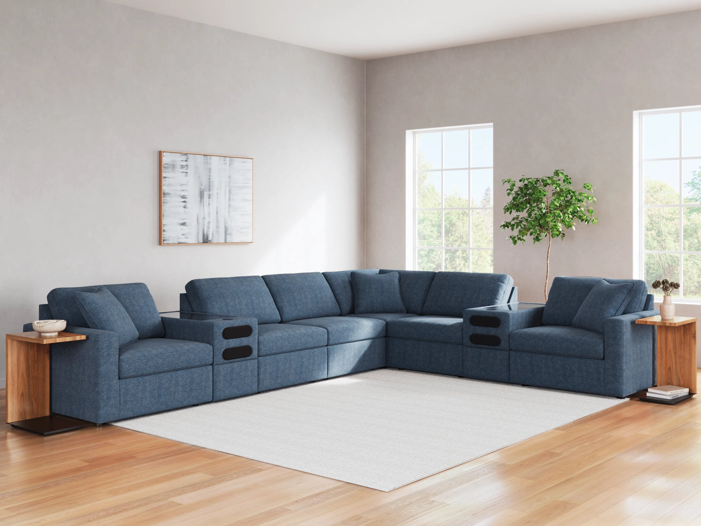 Modmax 8-Piece Modular Next-Gen Nuvella™ Performance Fabric Sectional with Audio Consoles