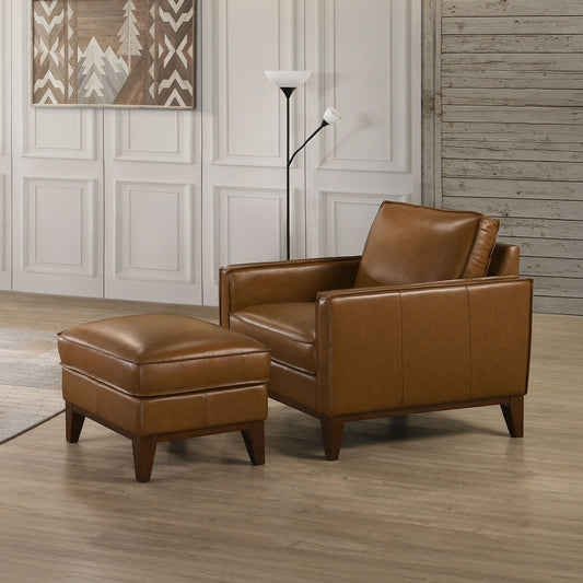 Caspar - Chair & Ottoman - Caramel