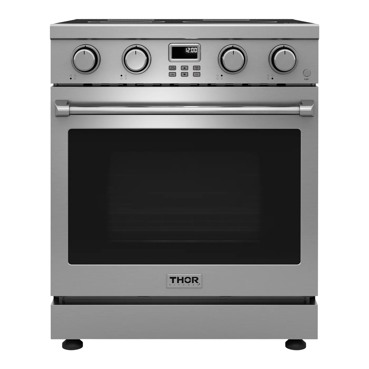 30-in Glass Top 4 burners 4.8-cu ft Convection Oven Freestanding Electric Range Stainless steel )
