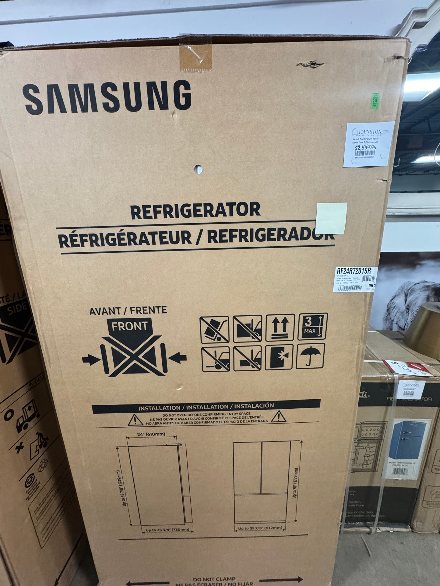 Samsung - 22.6 cu. ft. 4-Door French Door Counter Depth Smart Refrigerator with FlexZone Drawer - Stainless Steel OUTLET