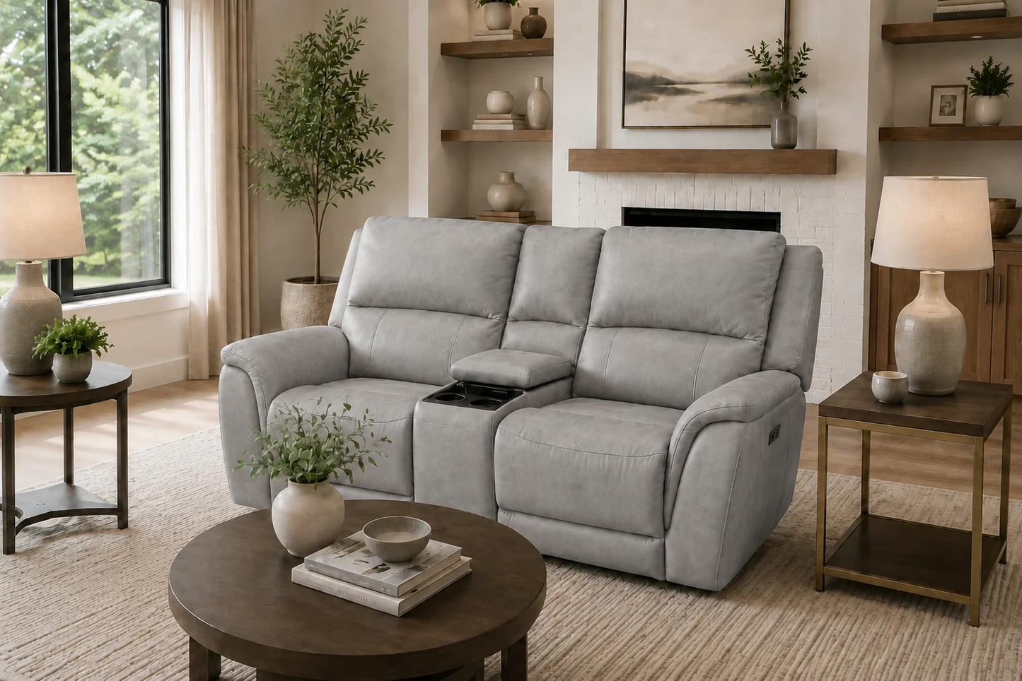 Revive Gallagher Leather Power Reclining Loveseat w/Wireless Charger & Audio