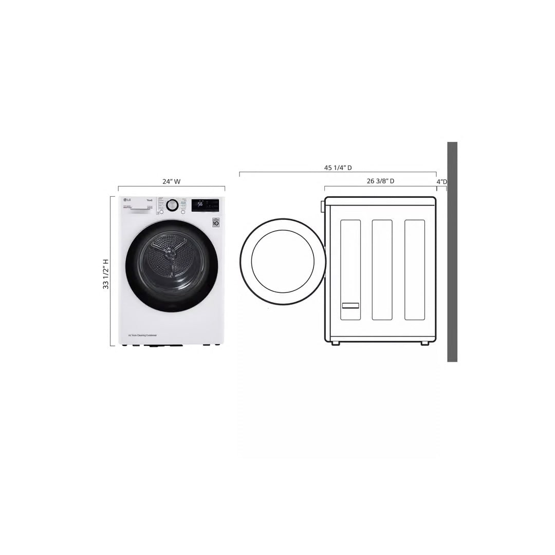 4.2 CF / 24" Compact Electric Dryer, ThinQ - White