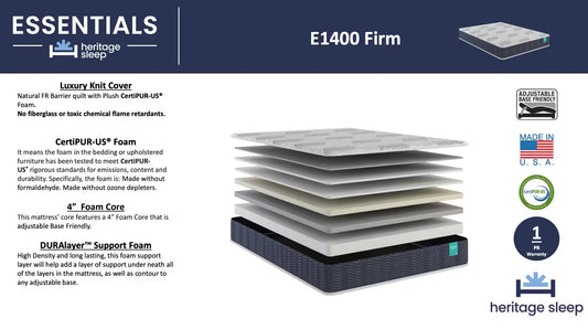 Heritage Sleep - Essentials Collection - E1400 - Firm