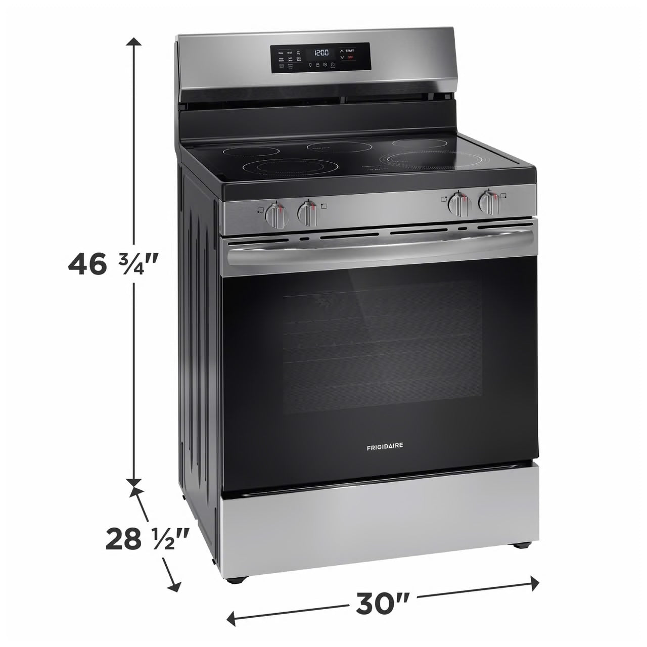 30 in. 5.3 cu. ft. 5 Burner Element Freestanding Self-Cleaning Electric Range in Stainless Steel with Air Fry