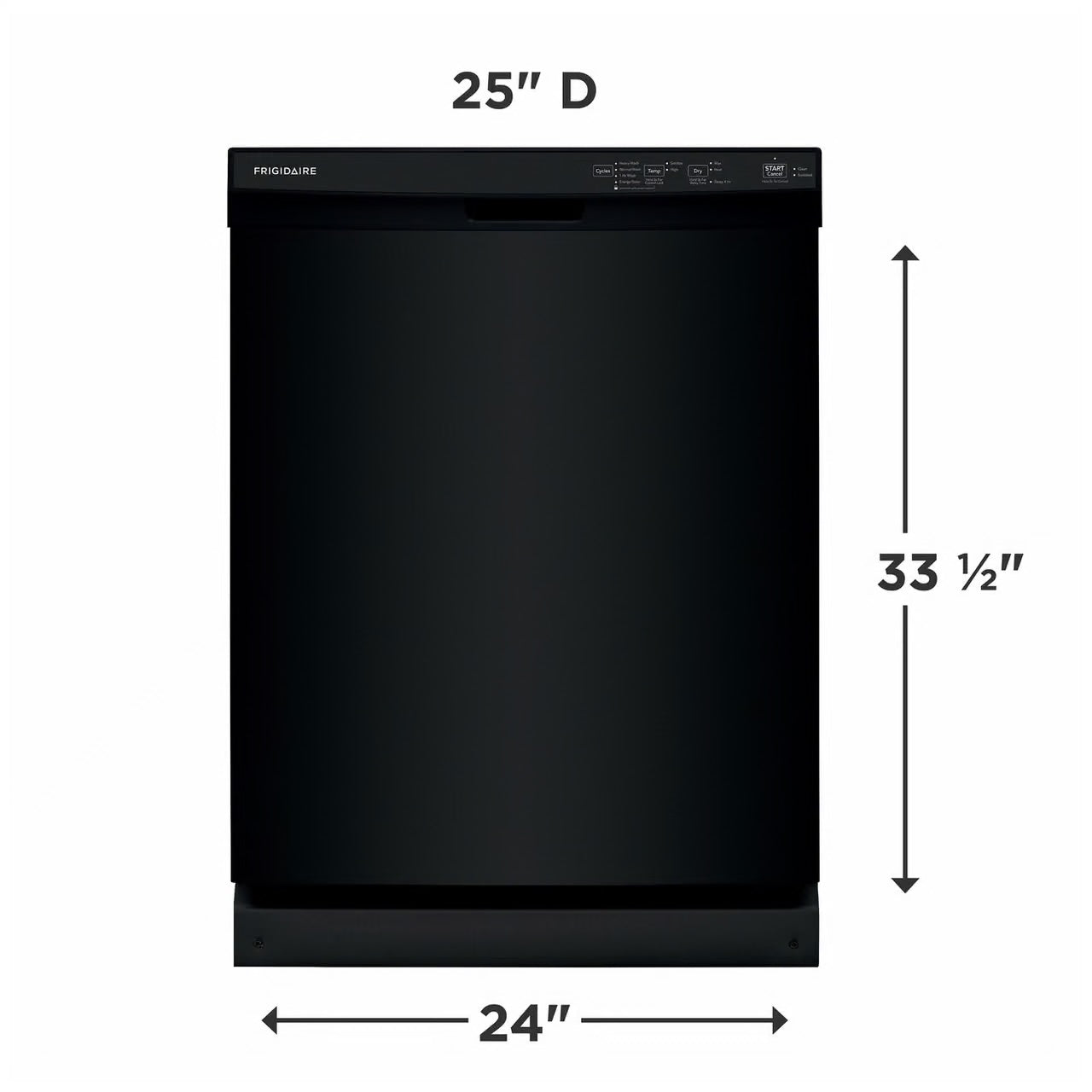 24 in Front Control Built-In Tall Tub Dishwasher in Black with 4-cycles and DishSense Sensor Technology