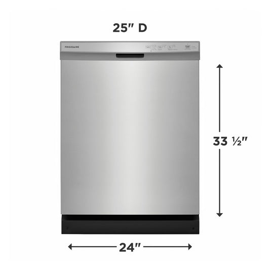 24 in Front Control Built-In Tall Tub Dishwasher in Stainless with 4-cycles and DishSense Sensor Technology