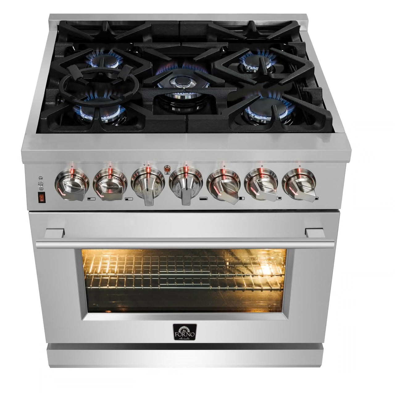 Massimo 30-Inch Freestanding Dual Fuel Range, 4 Burners, Double Convection Ovens