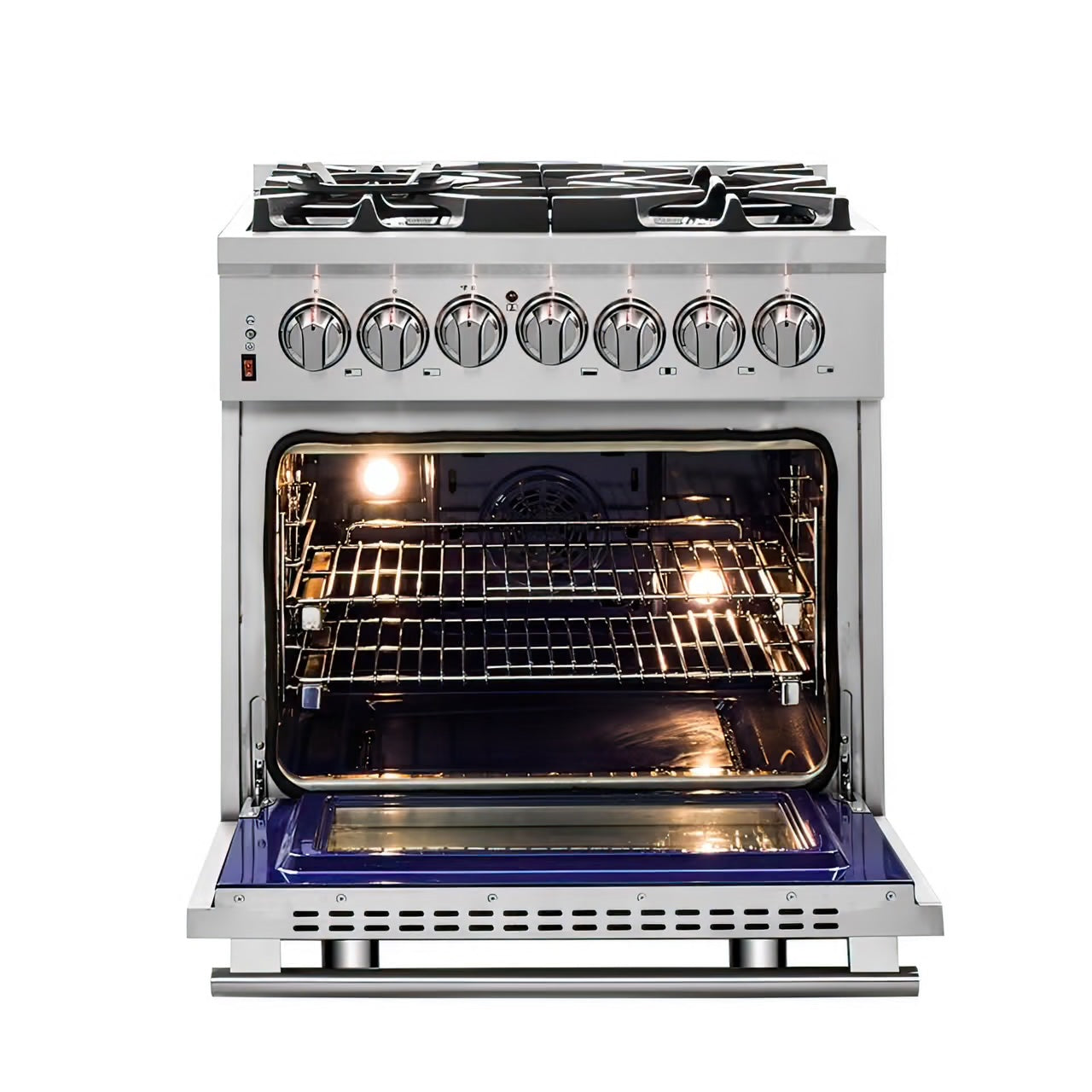 Massimo 30-Inch Freestanding Dual Fuel Range, 4 Burners, Double Convection Ovens