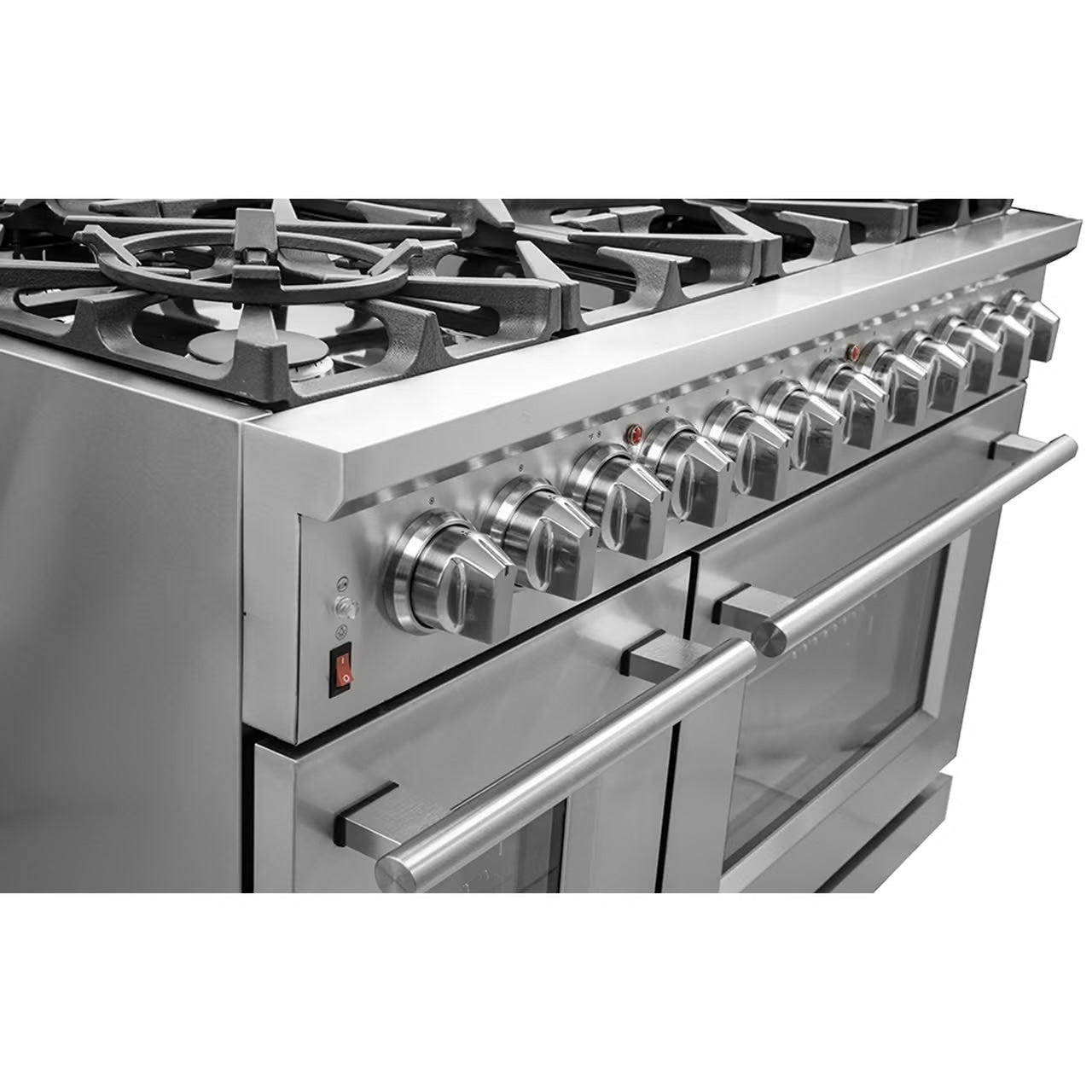 Massimo 48-Inch Freestanding Dual Fuel Range, 8 Burners, Double Convection Ovens