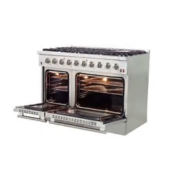 Galiano 48-Inch Freestanding Gas Range, Stainless Steel, 8 Burners, 107,000 BTU, Griddle, Double Ovens, Energy Efficient