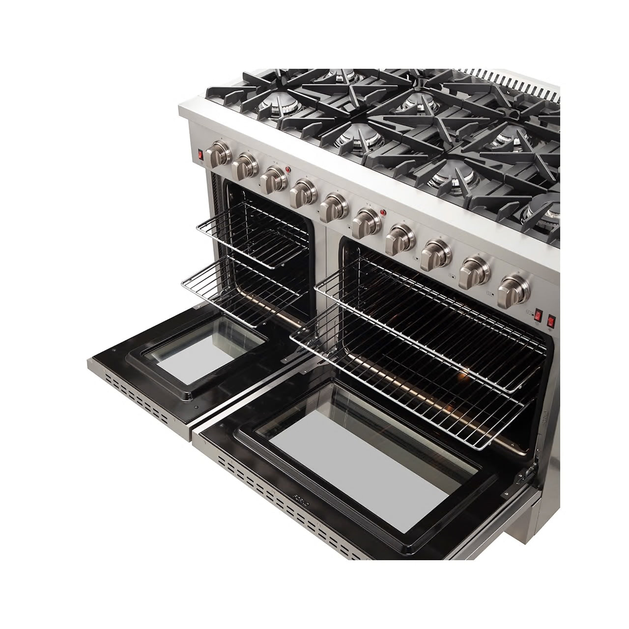 Galiano 48-Inch Freestanding Gas Range, Stainless Steel, 8 Burners, 107,000 BTU, Griddle, Double Ovens, Energy Efficient