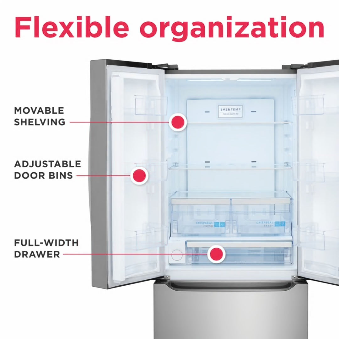 Gallery 30 in. 20 cu. ft. Standard Depth French Door Refrigerator in Stainless Steel with Internal Water Dispenser