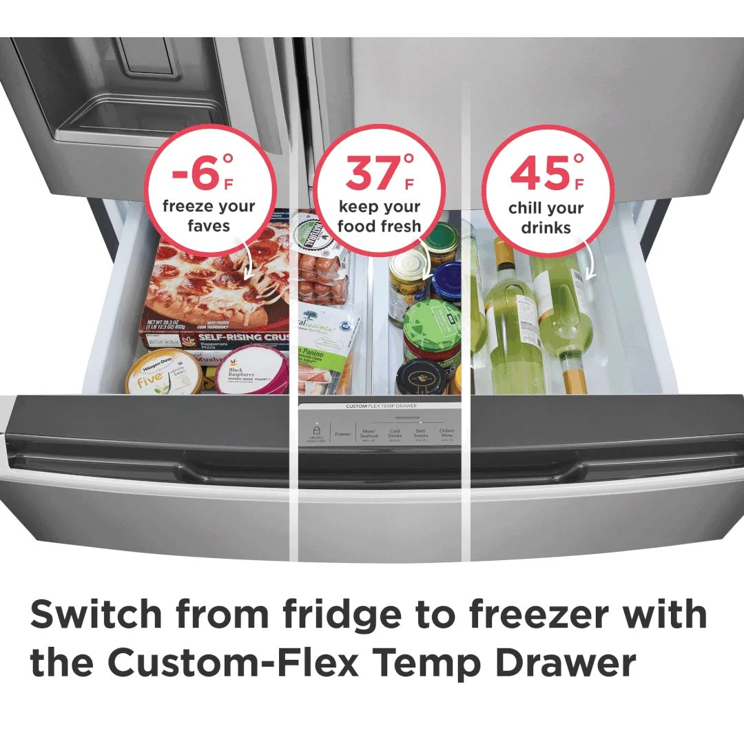 Gallery 36 in. 22 cu. ft. Counter-Depth 4-Door French Door Refrigerator in Smudge-Proof Stainless Steel