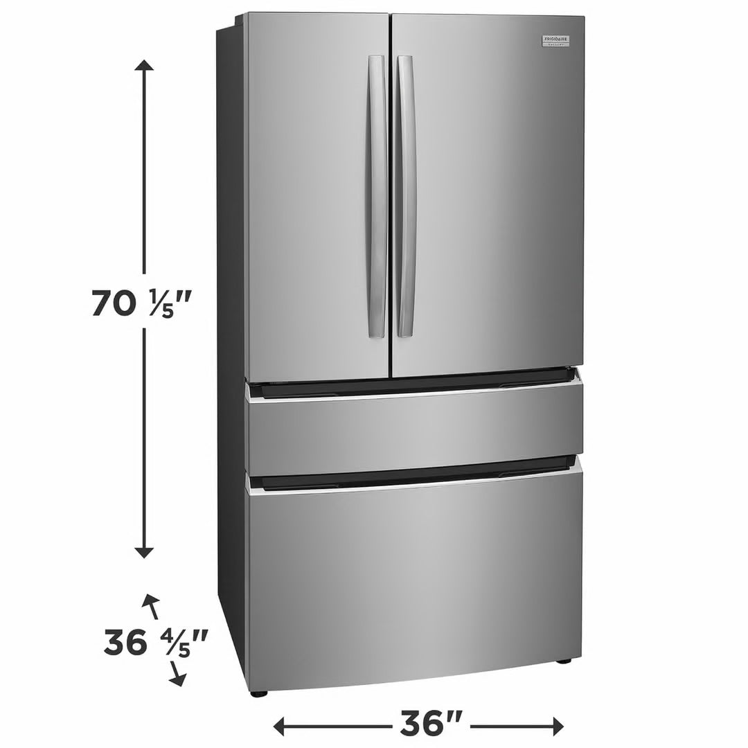 Gallery 36 in. 27.2 cu. ft. 4 Door French Door Standard Depth Refrigerator, Stainless Steel w/Internal Water Dispenser