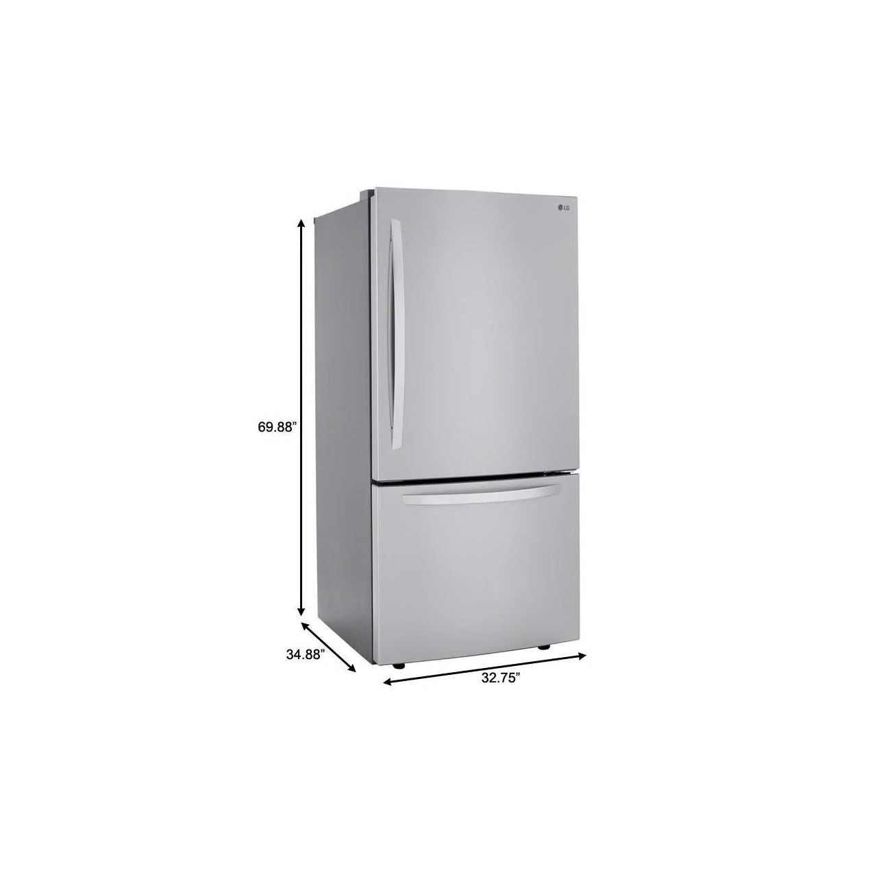 33 in. W 26 cu. ft. Bottom Freezer Refrigerator w/ Multi-Air Flow and Smart Cooling in PrintProof Stainless Steel