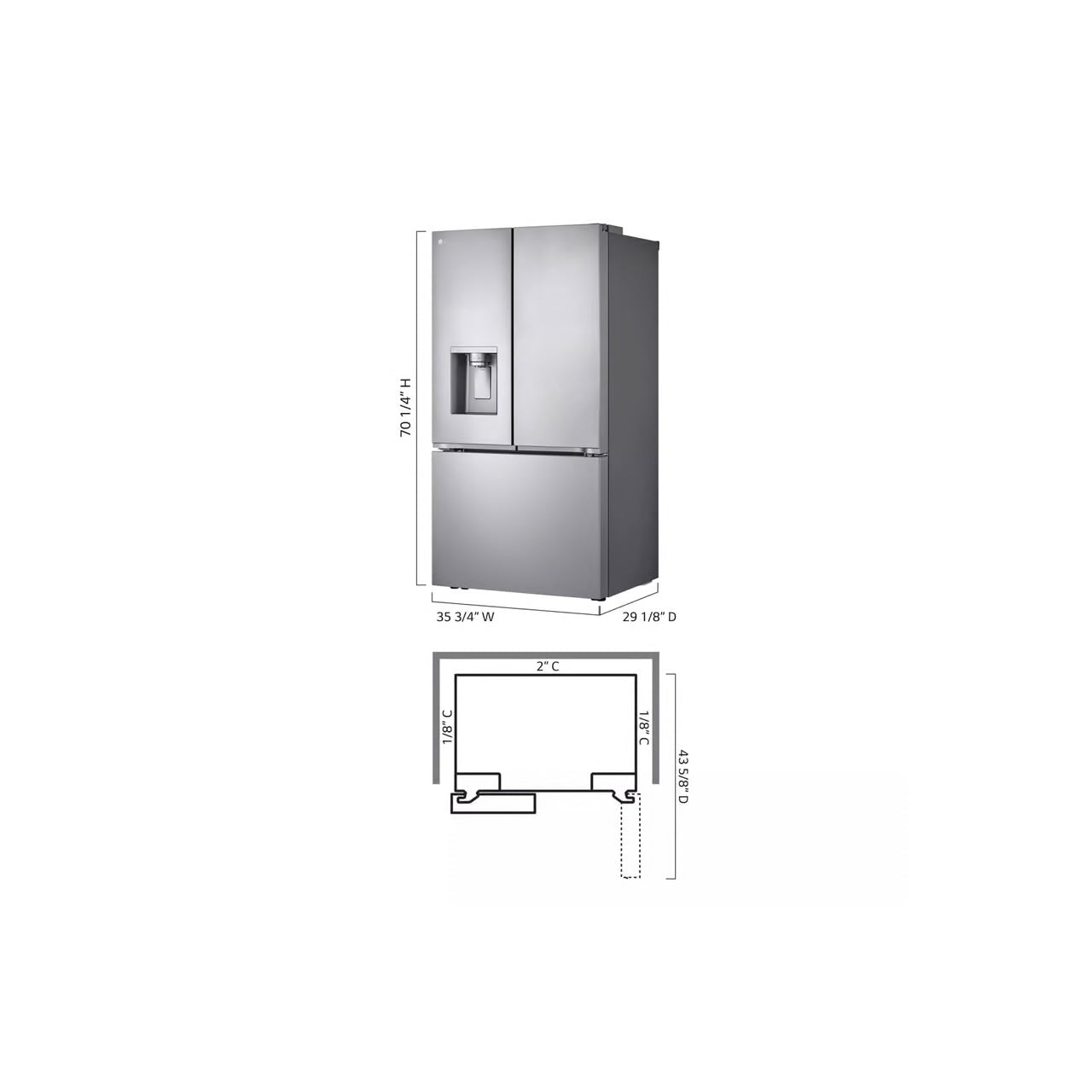 26 cu. ft. Smart Counter-Depth MAX French Door Refrigerator with 4 types of ice in PrintProof Stainless Steel