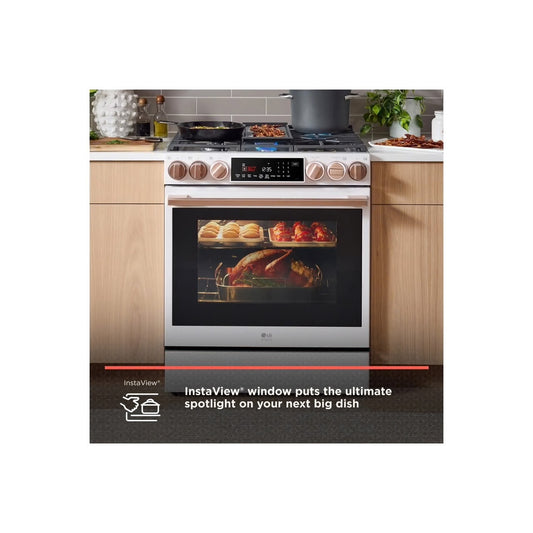 STUDIO 6.3 cu. ft. SMART Slide-In Electric Range in Essence White with Instaview, ProBake, Air Fry and Air Sous Vide OUTLET