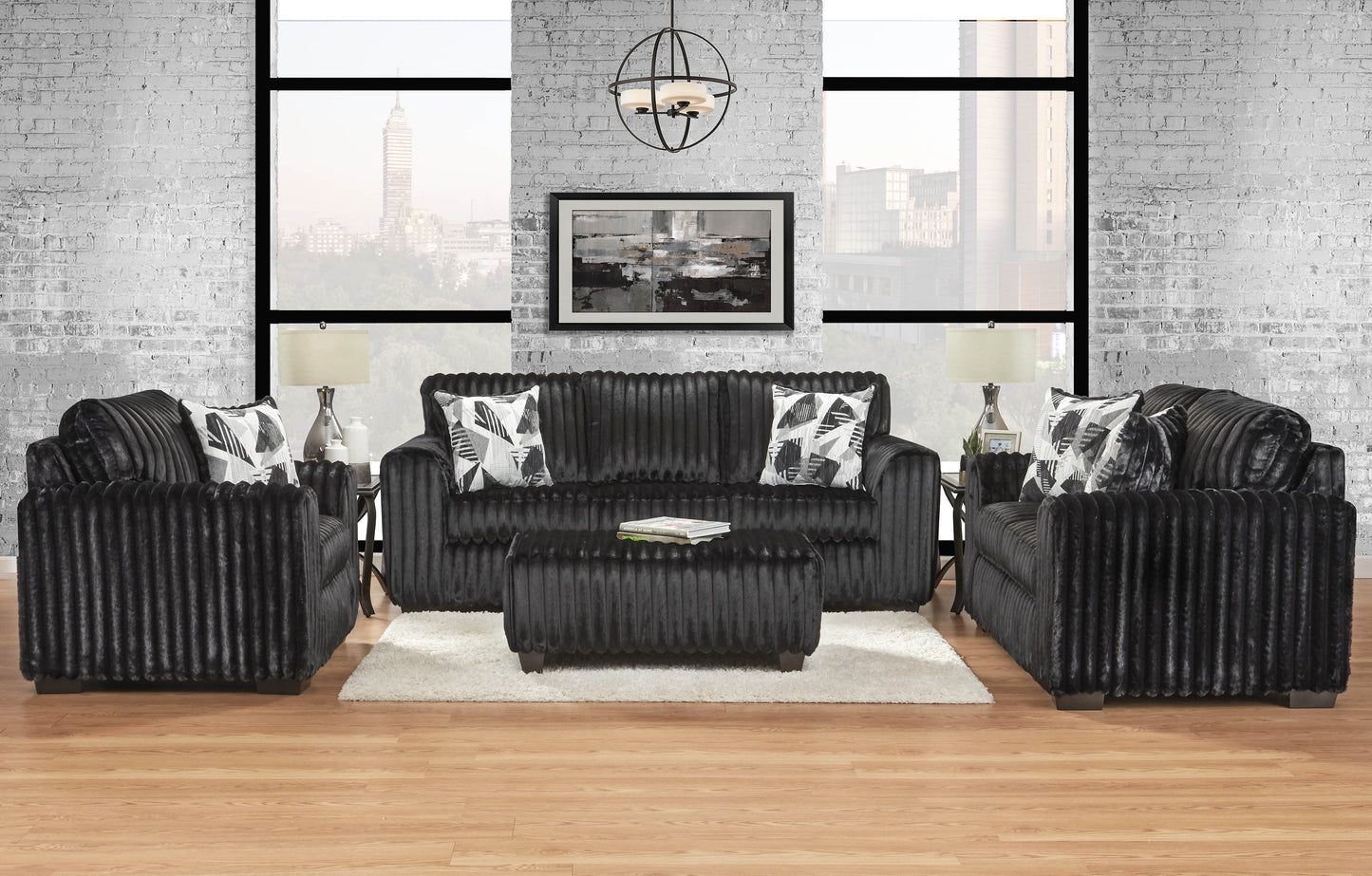 Lush Black Ottoman